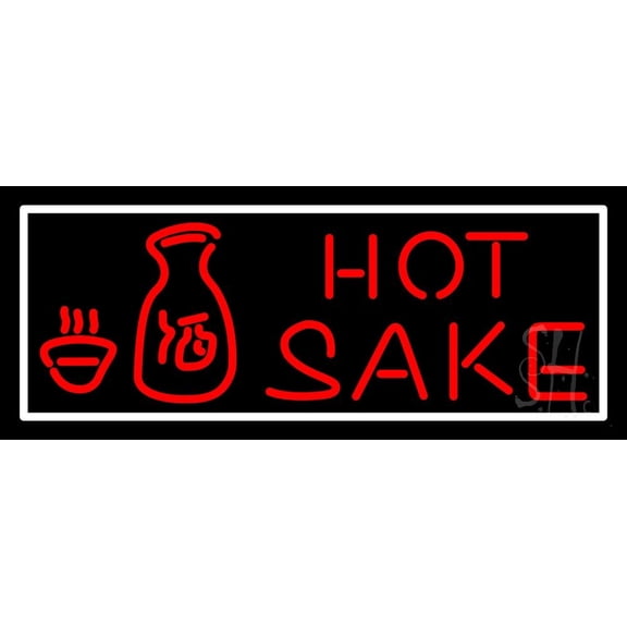 Hot Sake Bar LED Neon Sign 10 x 24 - inches, Clear Edge Cut Acrylic Backing, with Dimmer - Bright and Premium built indoor LED Neon Sign for Bar decor.