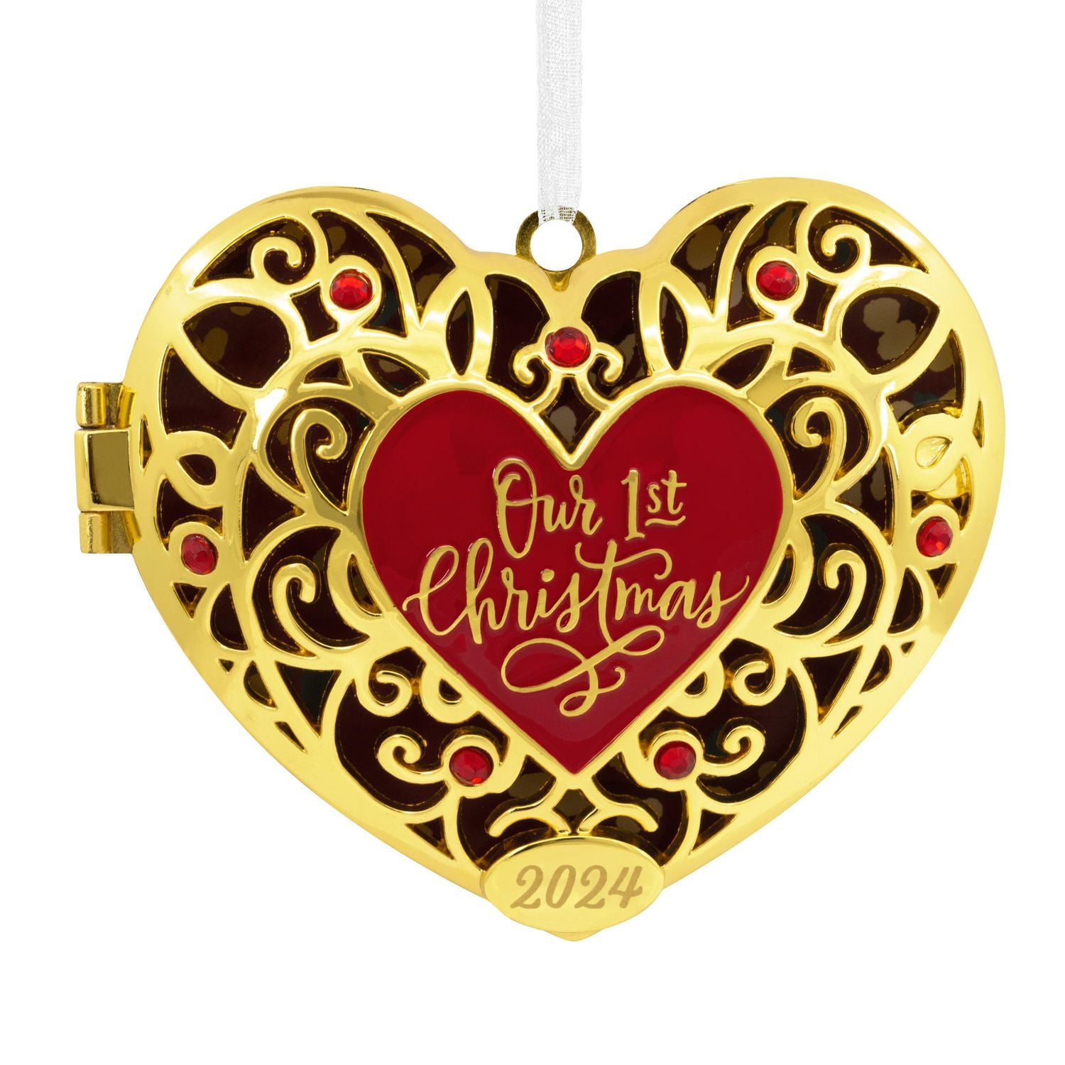 Décoration Hallmark de Noël (Médaillon en forme de cœur « Our 1st Christmas 2024 », décoration métallique haut de gamme)