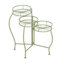 DecMode 19" x 18" x 21" 3 Tier Green Metal Starburst Plantstand