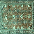 thumbnail image 1 of Ahgly Company Indoor Square Persian Turquoise Blue Traditional Area Rugs, 4' Square, 1 of 4