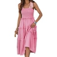 thumbnail image 5 of Square Neckline Women Floral Print Sleeveless Smock Long Ruffle Dress, 5 of 7