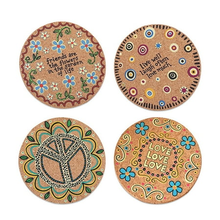 

Carolilly 4 Pcs/Pack Dining Table Placemat Bohemian Style Round Coaster Home Kitchen Cafe Supplies