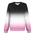 thumbnail image 5 of Miluxas Women's Loose V Neck Sweatshirt Loose Long Sleeve Gradient Printed Fashion Casual Dropped Shoulder Sweatshirt Top Pink M(M), 5 of 5
