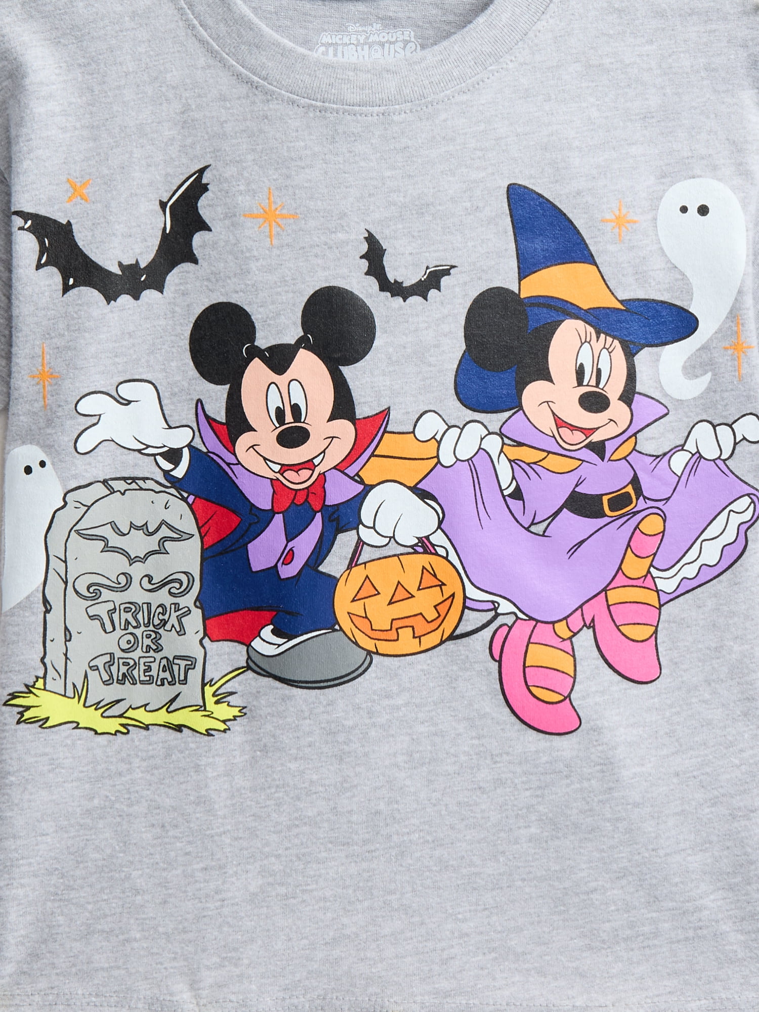 Mickey and Minnie Mouse Toddler Girls Halloween Crewneck Tee with Short Sleeves, Sizes 12M-5T