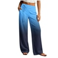 thumbnail image 3 of Women's Wide Leg Pants Baggy Lounge Yoga Loose Running Workout Side Drawstring Joggers with Pockets, 3 of 6