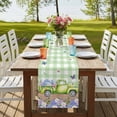 thumbnail image 4 of Table Runners 72 Inches Long Dress Scarves, Blue Purple Floral Farmhouse Kitchen Table Runner, Coffee Tablerunners, Spring Hydrangea Flower Truck Green Plaid 14x72 Inch, 4 of 9