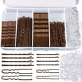 thumbnail image 1 of 300pcs Bobby Pins Hair Pins Kit, 100 Hair Pin for Women 100 Bobby Pins Brown Hair and 100 Hair Bands, Hair Pins for Buns 2inch 2.36inch Bobby Pins for Women 2inch, 2.75inch, 1 of 1