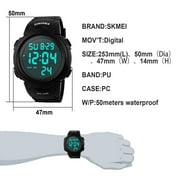 SKMEI Men's Digital Sports Watch Large Face Military Format Waterproof Stopwatch Alarm Wrist Watch
