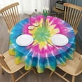 thumbnail image 3 of Colorful Rainbow Tie Dye Spiral Pattern Round Tablecloth 60"x60",Wrinkle Wipeable Table Cloth for Kitchen Dining Room Picnic Patio Party, 3 of 6