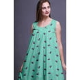 thumbnail image 4 of Bimba Chemises de Nuit en Coton Imprimé Papillons Verts Aquamarine & Colorés pour Femmes Robe de Nuit Sans Manches Maxi Robe Grand, 4 of 6