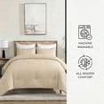 thumbnail image 2 of Waffle Textured Comforter 3-Piece Bedding Set - Taupe Full/Queen Size -All Season Down Alternative, 2 of 6