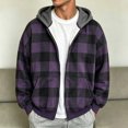 thumbnail image 2 of JIAYUE Men Zip Up Hoodie Stylish Plaid Color Block Oversize Long Sleeve With Pocket Sweatshirt Outerwear for Daily Commute, 2 of 5