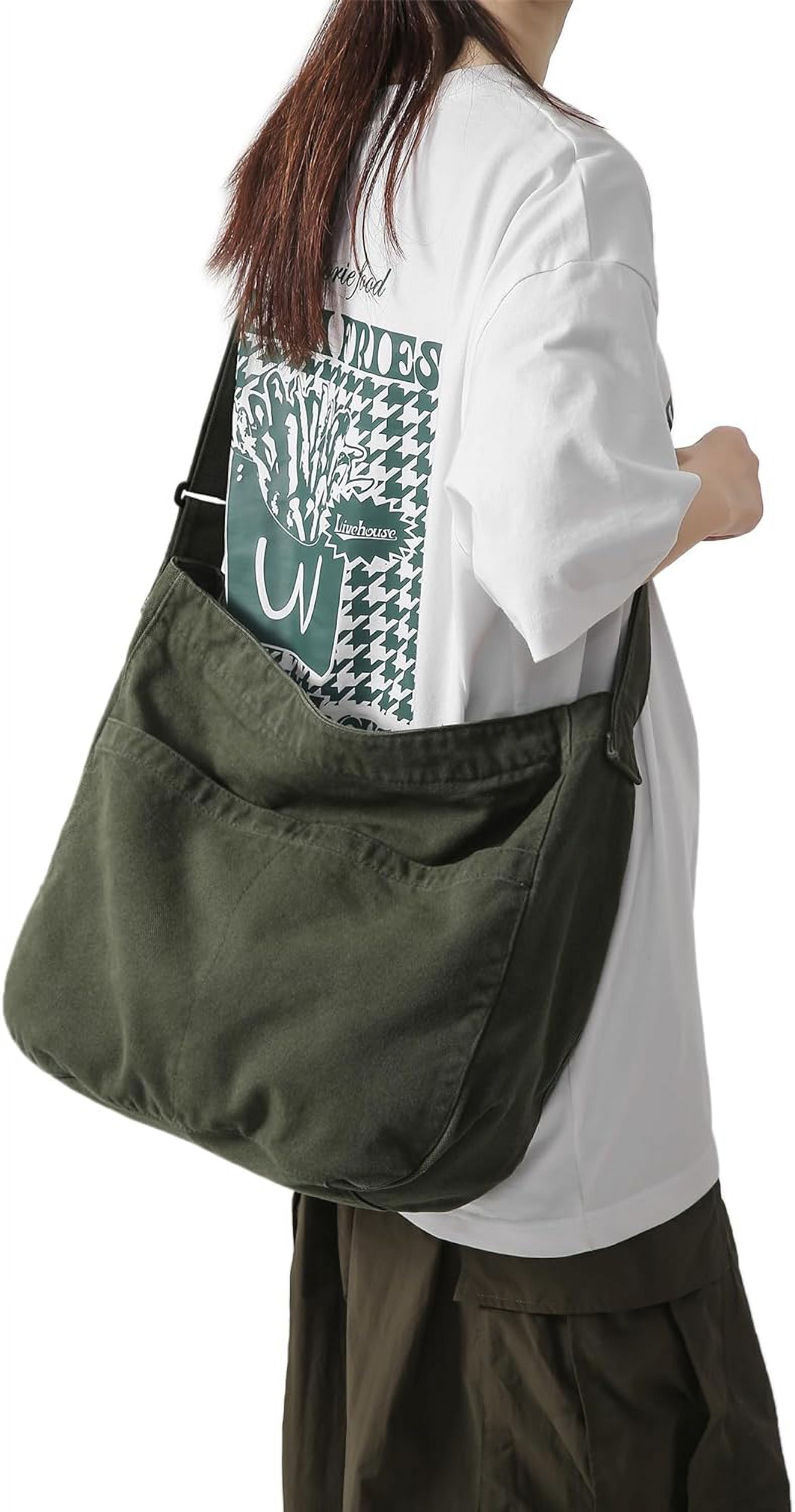 Canvas Tote Bag for Women Large Hobo Crossbody Handbags Casual Shoulder Purse with Multiple Pockets