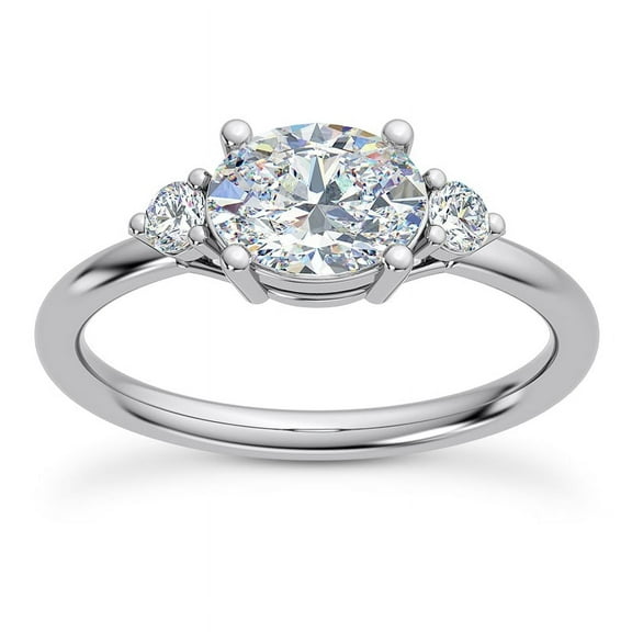 Meryn Jewel 1.67 Ct Oval Cut Lab Created Diamond Ring for Women - 14K White Gold Plated - Elegant East West Engagement Ring - Stunning Lab Diamond Ring - Gift for Engagement - Engagement Ring for Her