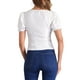 thumbnail image 3 of Camisetas casuales de verano para mujer con cuello cuadrado y volantes de manga corta XL blancas, 3 of 5
