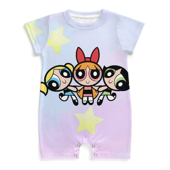 The Powerpuff Girls Baby Romper Short Sleeve Bodysuits Soft Rompers Summer Clothes One-Piece Jumpsuits Outfits 0-3M