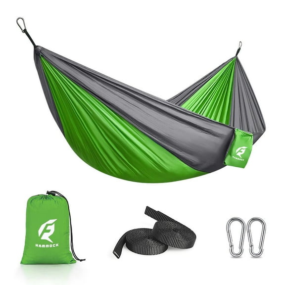 QUANFENG QF Hammock Nylon Portable Travel Camping Hammock, Green/Gray