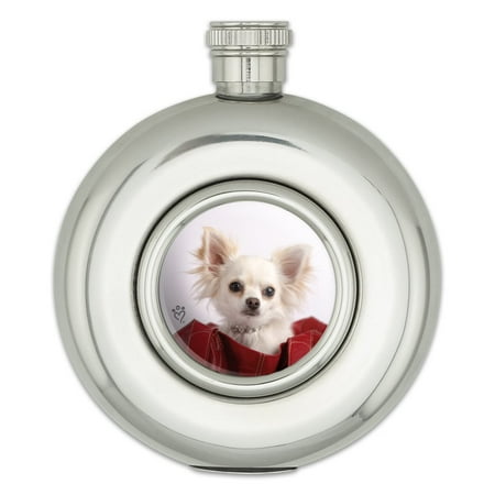 

Chihuahua Puppy Dog in Handbag Round Stainless Steel 5oz Hip Drink Flask
