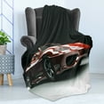 thumbnail image 4 of Cars Soft Flannel Fleece Throw Blanket, Automotive Industry Theme Powerful Engine Fast Technology Prestige Performance, Cozy Plush for Indoor and Outdoor Use, 50" x 60", Red Black White, by Ambesonne, 4 of 5