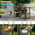 thumbnail image 4 of Domi Outdoor Living 8x5ft Hardtop Grill Gazebo with 2 Side Shelves & Ceiling Hook, Galvanized Steel Double Roof BBQ Canopy for Patio, Lawn, Backyard, Deck, Gray, 4 of 10