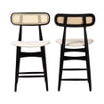 thumbnail image 3 of Baxton Studio Tarana Mid-Century Modern Cream Fabric and Black Finished Wood 2-Piece Counter Stool Set, 3 of 9