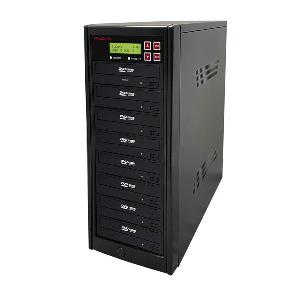 Piodata 1 to 7 24X Burner M-Disc Support CD DVD Duplicator - Standalone Copier Duplication Tower PIO-S7T-DVD-BK