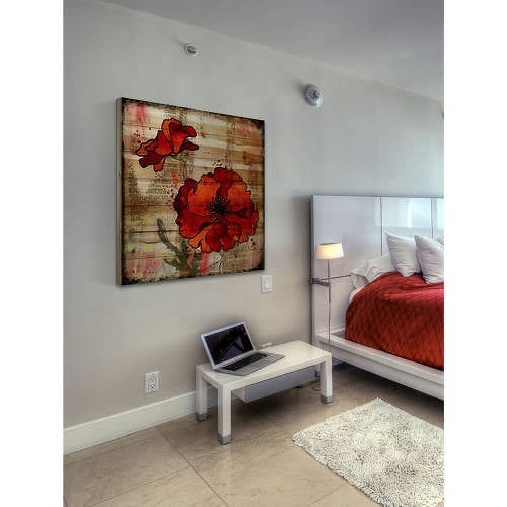 Marmont Hill "Dark Red Poppies" by Vicki Butler Painting Print on Natural Pine Wood