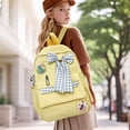 thumbnail image 4 of BESEW7 Kawaii Plaid Bowknot Backpack, Aesthetic Nylon Lightweight Daypack for Women Girls, Preppy Style Casual Bag for Travel Yellow, 4 of 8