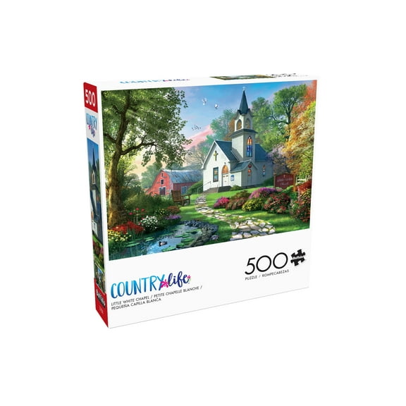 Buffalo Games 500-Pieces Little White Chapel Interlocking Jigsaw Puzzle for Adults Ages 14 