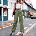 thumbnail image 2 of Kmdttou Cargo Pants Women Baggy Plus Size Fashionable Casual Solid Color Button High Waist Wide Leg Work Pants, 2 of 6