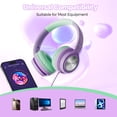 thumbnail image 3 of Seenda Wired Kids Headphones with Microphone, 90° Rotatable Earpads, and Upgraded Type-C Connection, 85/94dB Safe Volume, On-Ear Headphones for Boys/Girls/School/Tablet, Green/Purple, New, 3 of 7