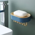 thumbnail image 4 of Billuyoard Jabonera de baño, soporte de caja de jabón de baño montado en la pared con gancho, estante de almacenamiento de esponja, plástico para Juegos de accesorios de baño Azul Billuyoard HA003097-02, 4 of 6