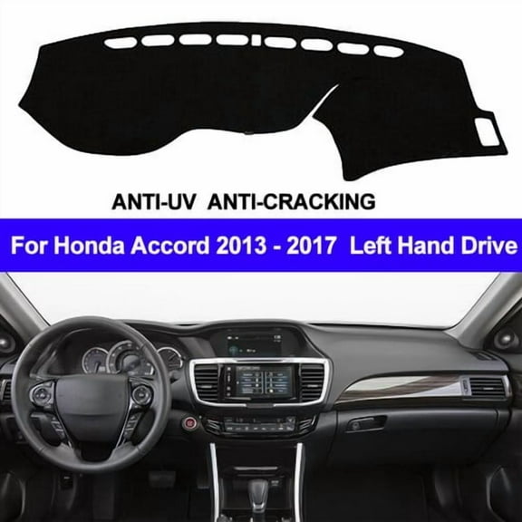 Leather For Honda Accord 2013 - 2016 2017 Dashboard Protects Mat Cover Dash Pad DashMat Black