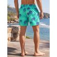 thumbnail image 3 of INSPIRE CHIC Men's Summer Tropical Leaf Print Lined Drawstring Swimming Beach Shorts M Light Green, 3 of 5