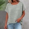 thumbnail image 3 of Blouses for Women Dressy Casual Plus Size, Dressy Tank Tops for Women Cotton Linen Gauze Shirts Short Sleeve Summer Tunic Top Loose Fit Lightweight Casual Blouses, 3 of 5