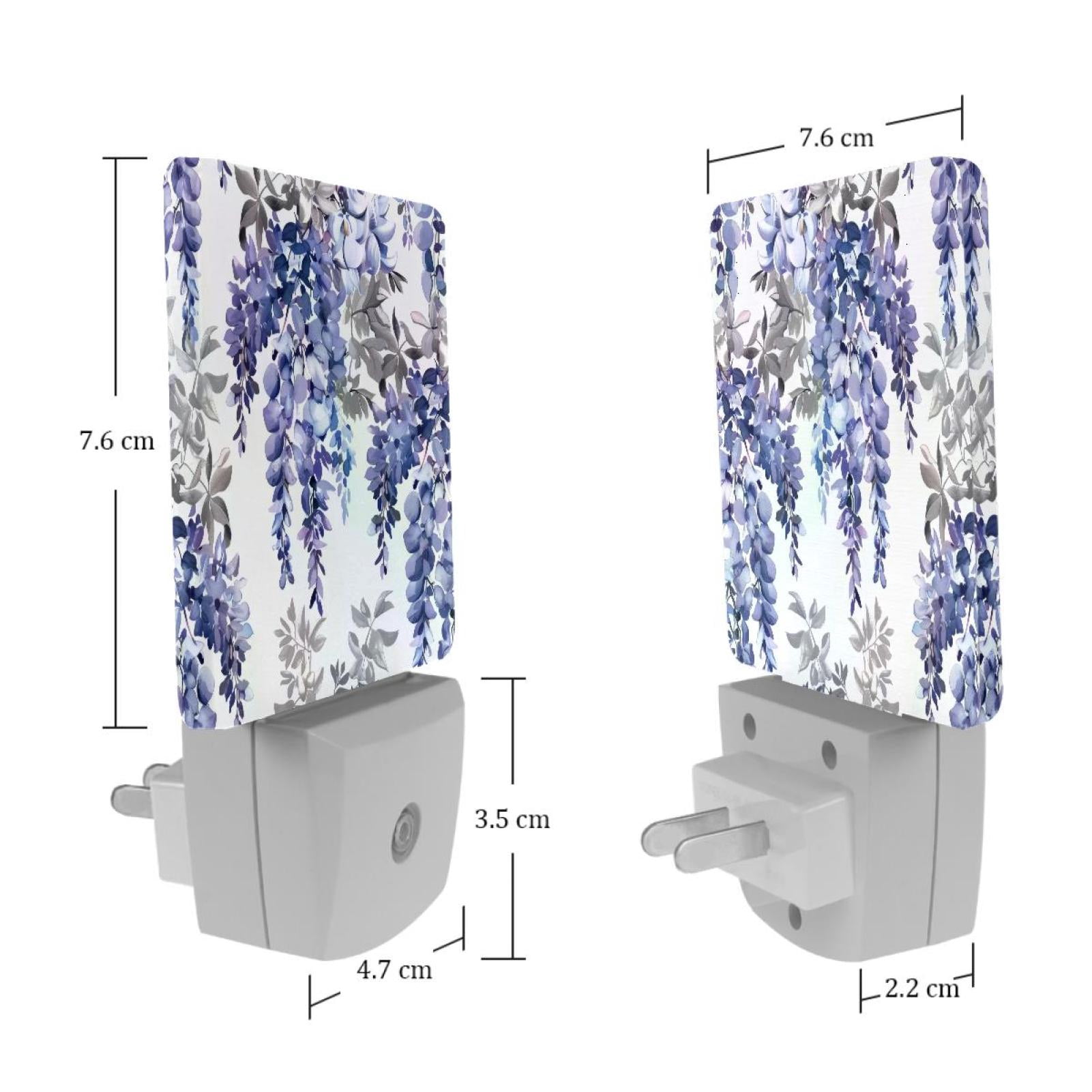 PhooArto Wisteria Flowers Pattern Plug in LED Night Light Auto Sensor Dusk to Dawn Decorative Night for Bedroom, Bathroom, Kitchen, Hallway, Stairs, Baby's Room, Energy Saving