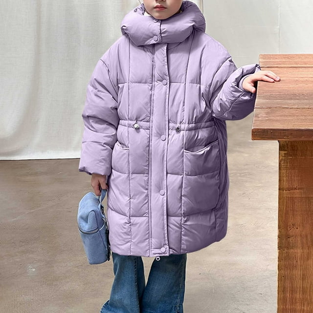 Parkas de manga larga para otoño e invierno para niños, de color liso, con capucha, de manga larga, gruesas y cálidas, bonitas y casuales, para niños y niñas, parte superior de poliéster.