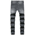 thumbnail image 2 of BOBOGOJP Jeans for Men Slim Denim Regular Fit Tapered Leg Distressed Destroyed Pants Mens Jeans with Hole (Gray,L), 2 of 3