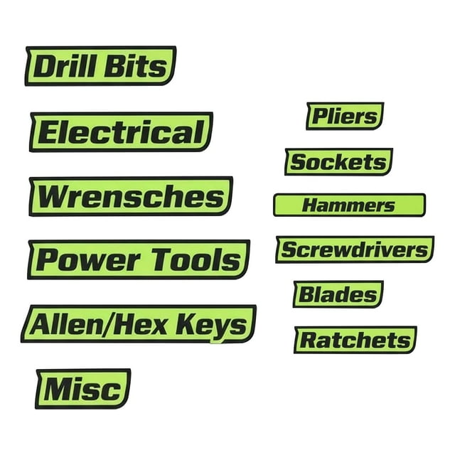 Travel Size School Supplies Beach Vacation Essentials 12 Pack of Toolbox Labels 3D Printed Toolbox Drawer Tags Tool Box Labels Easy to Read Printing Quick Identifying Tool Box Drawers