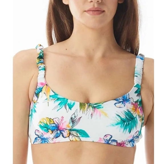 Sundazed Womens Printed Shirred-Strap Bikini Top Multi L New