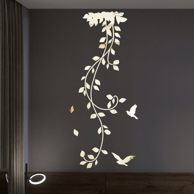 Removable 3D Mirror Flower Art Wall Sticker Acrylic Mural Decal Home Room Decor
