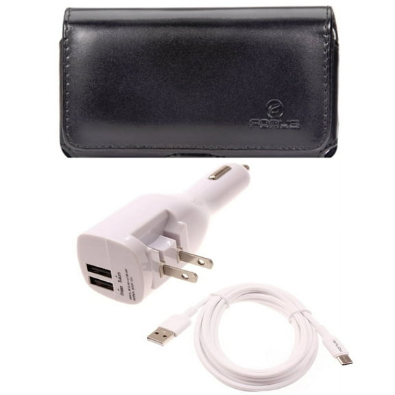 Case Belt Clip & 2-in-1 Car Home Charger for iPhone 15 Pro - Leather Swivel Holster Loops and 6ft Long USB-C Cable TYPE-C Cord Travel Power Adapter Charging Wire A2Z for iPhone 15 Pro (6.1")