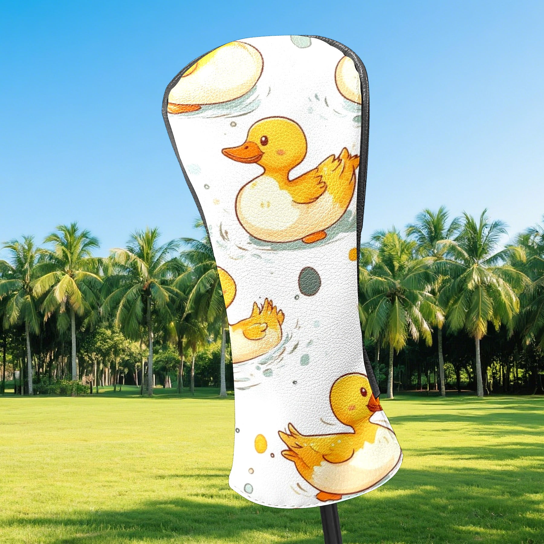 Golf Head Covers Duck Pattern for Driver, Wood & Hybrid, Premium Waterproof PU Leather with Plush Lining, Cute Animal Golf Gifts