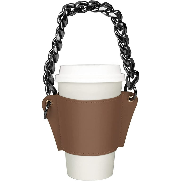 Coffee Sleeves Reusable Leather Coffee Cup Holder With Handle