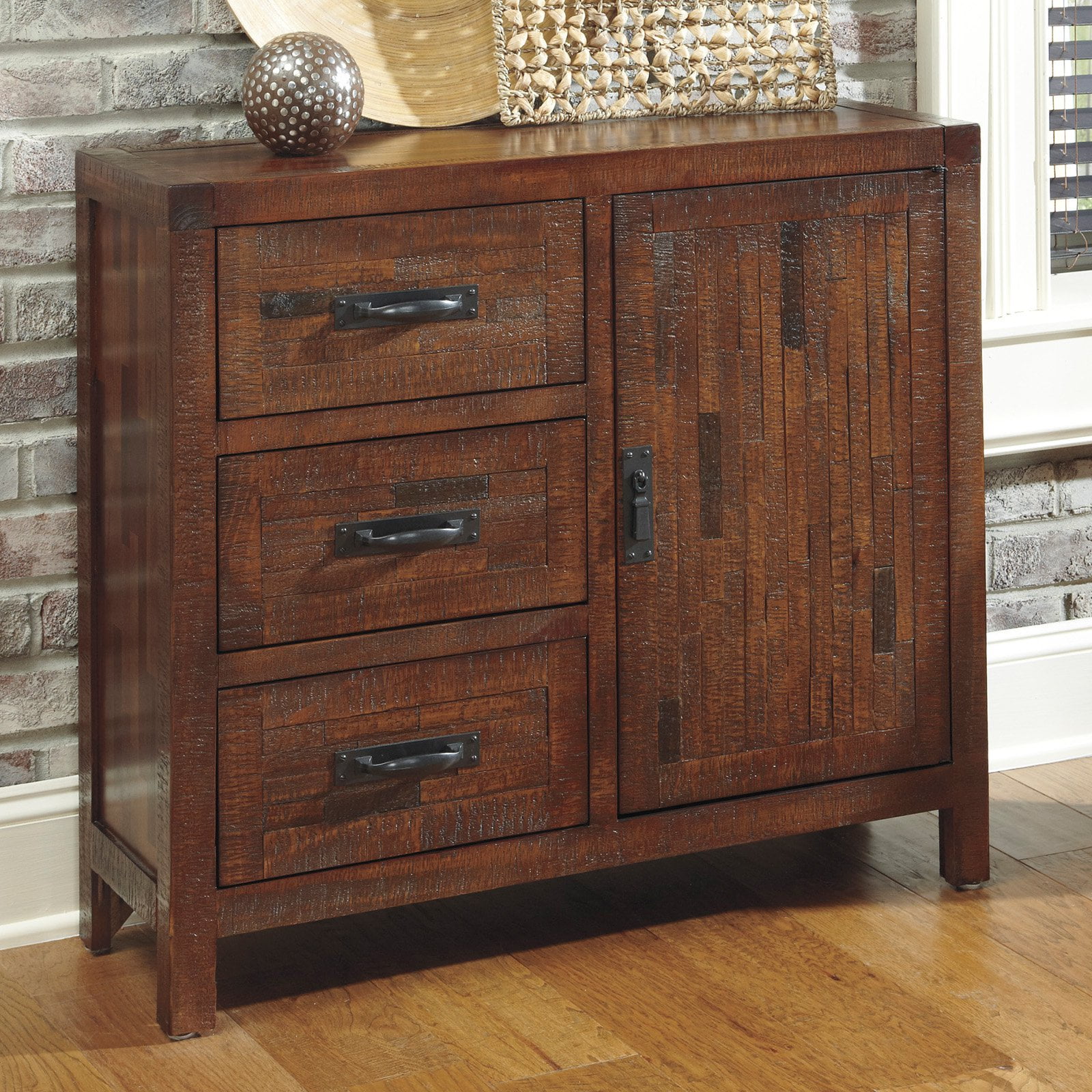 Signature Design By Ashley Rustic Accents Rectangular Brown Accent