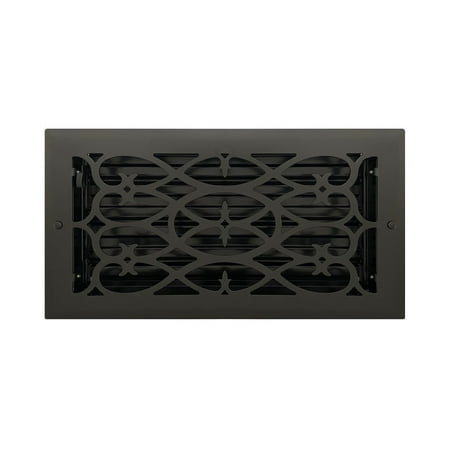 

6 x 12 Flat Black Victorian Style Floor Register - Decorative Vent Cover