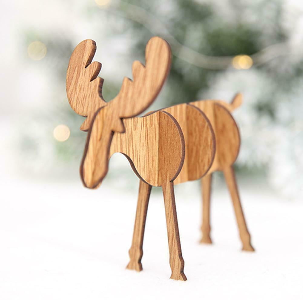 Wood Christmas Elk Deer Ornaments Xmas Tree Hanging Decoration Pendant Gifts NEW 
