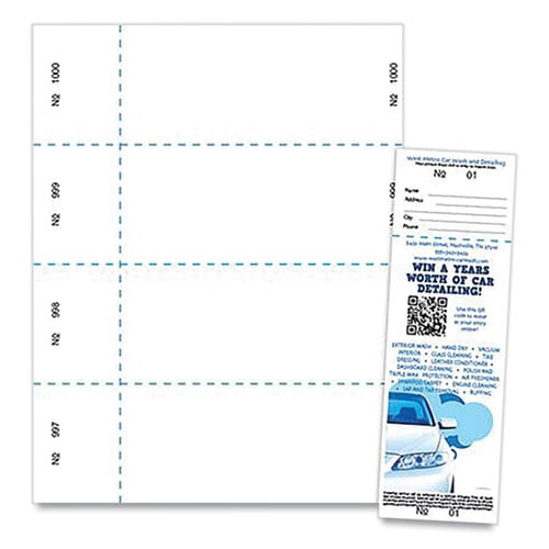 Jumbo Micro-Perforated Event/Raffle Ticket, 90 lb Index Weight, 8.5 x 11, White, 4 Tickets/Sheet, 25 | Bundle of 2