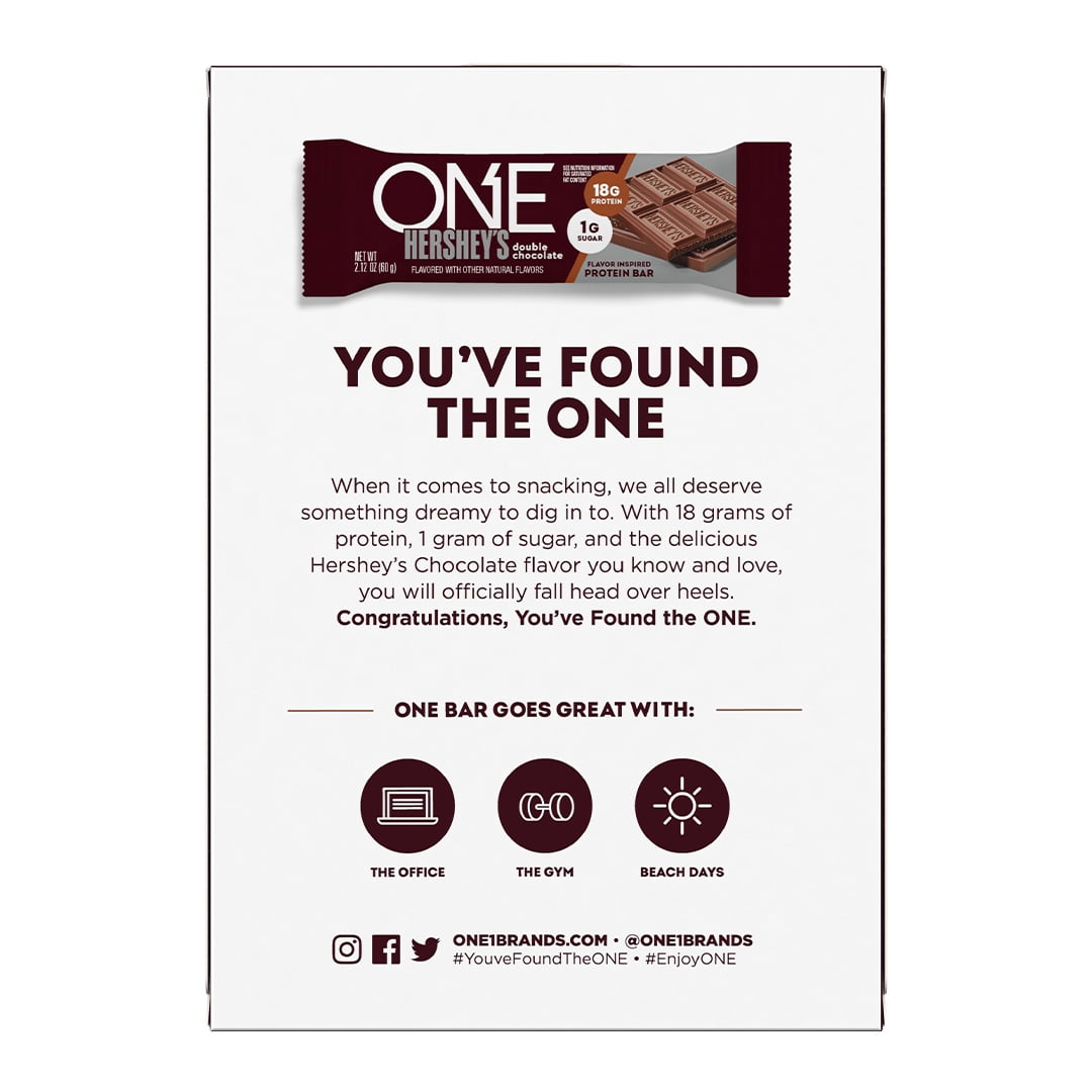 ONE Brands HERSHEY'S Double Chocolate Flavored Protein Bars, 2.12 oz 4 Count Bars