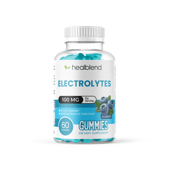 Healblend Electrolyte Gummies, Blueberry Flavor, Hydration Support for Stamina, Muscle Function & Recovery, 60 Count
